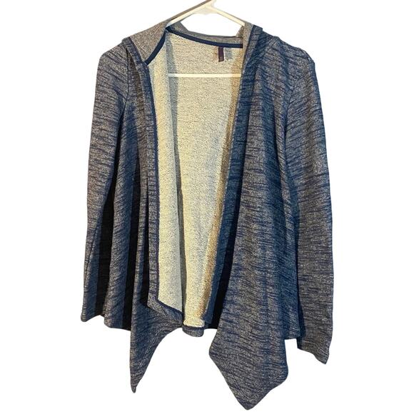 NYDJ Jackets & Blazers - NYDJ Heathered Blue Hooded Opened Waterfall Draped Jacket Women Sz XS